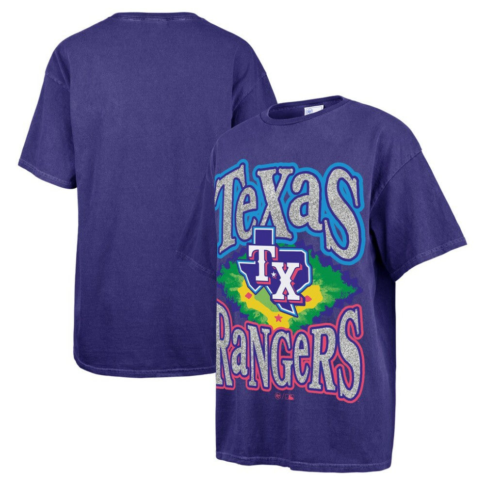 Texas Rangers '47 Women's Flashing Lights Boyfriend T-Shirt - Navy - 47 brand Lifestyle