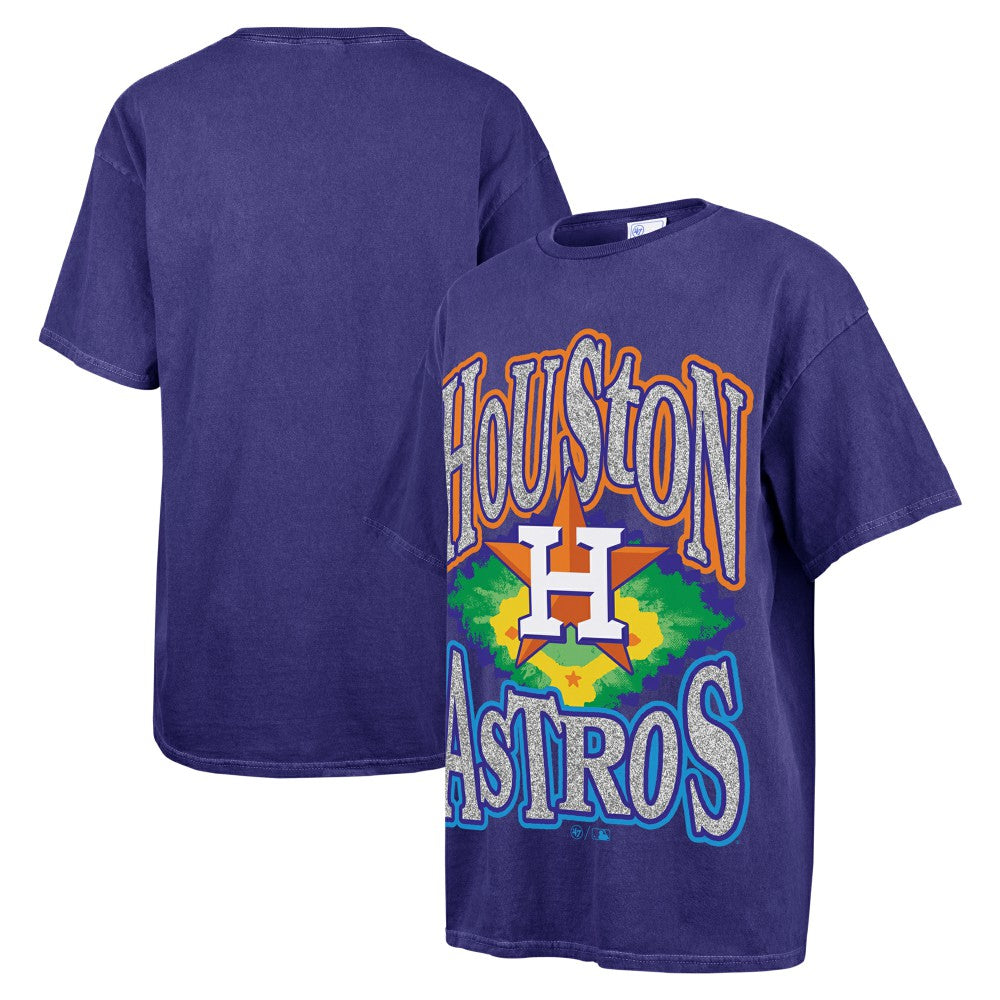 Houston Astros '47 Women's Flashing Lights Boyfriend T-Shirt - Navy - 47 brand Lifestyle