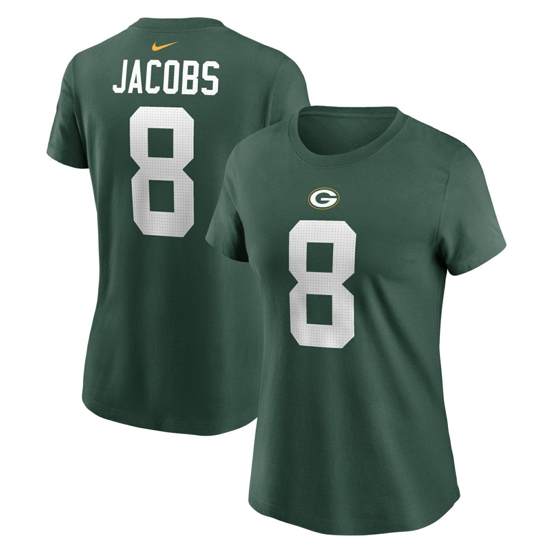 Nike Josh Jacobs Green Bay Packers Women's Player Name & Number T-Shirt Green