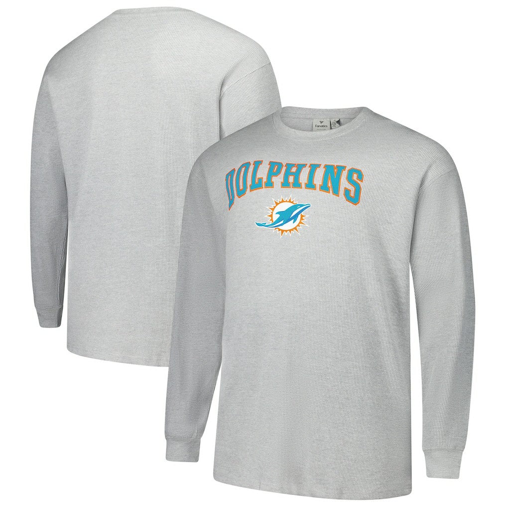 Fanatics Miami Dolphins Big & Tall Thermal Long Sleeve T-Shirt Heather Gray