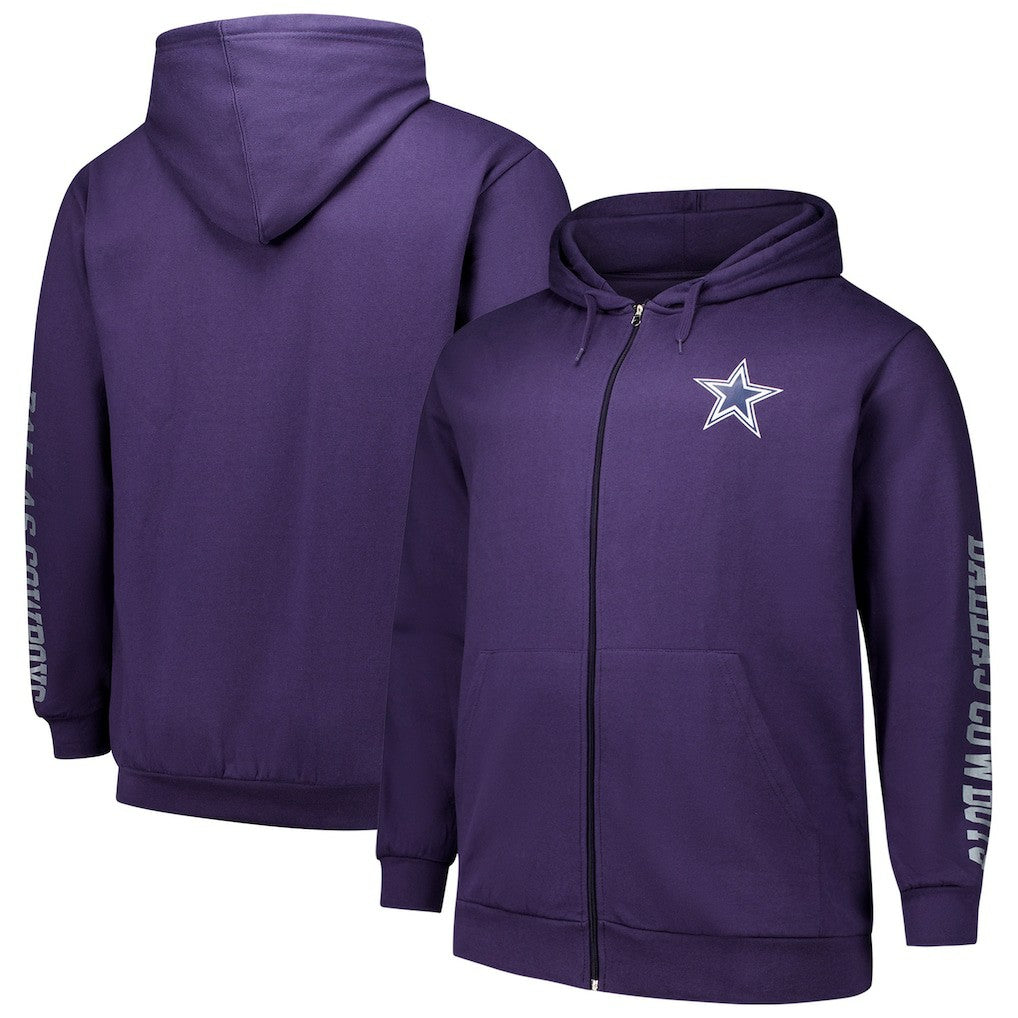 Fanatics Dallas Cowboys Big & Tall Sleeve Hit Full-Zip Hoodie Purple