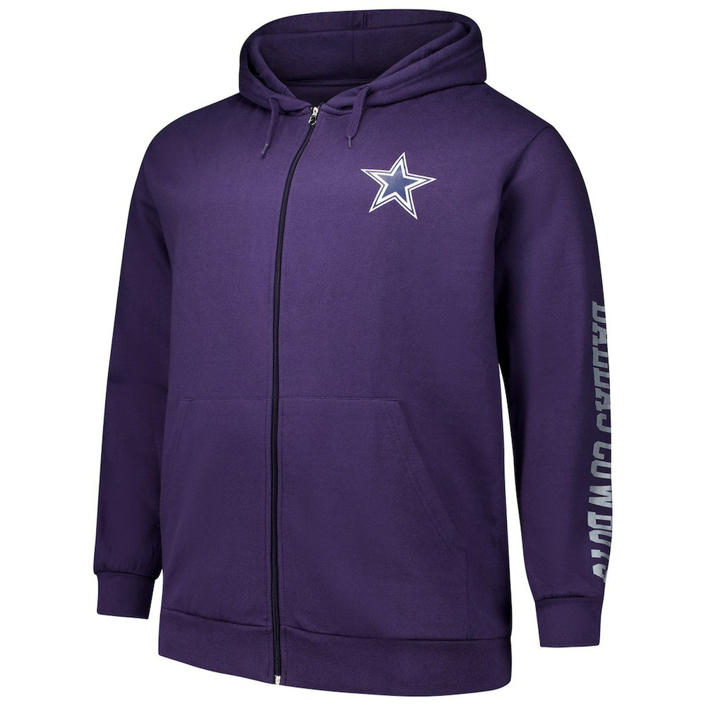 Fanatics Dallas Cowboys Big & Tall Sleeve Hit Full-Zip Hoodie Purple