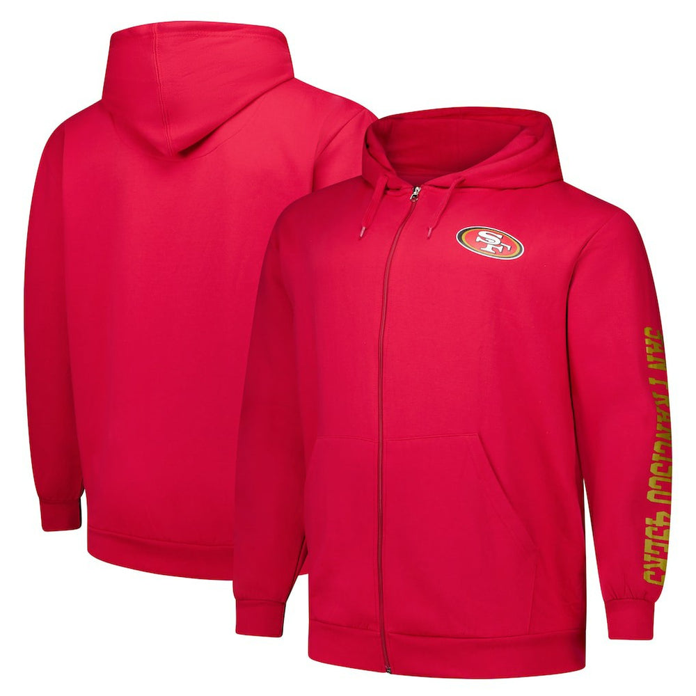 Fanatics San Francisco 49ers Big & Tall Sleeve Hit Full-Zip Hoodie Scarlet