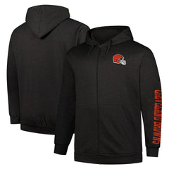 Fanatics Cleveland Browns Big & Tall Sleeve Hit Full-Zip Hoodie Heather Charcoal