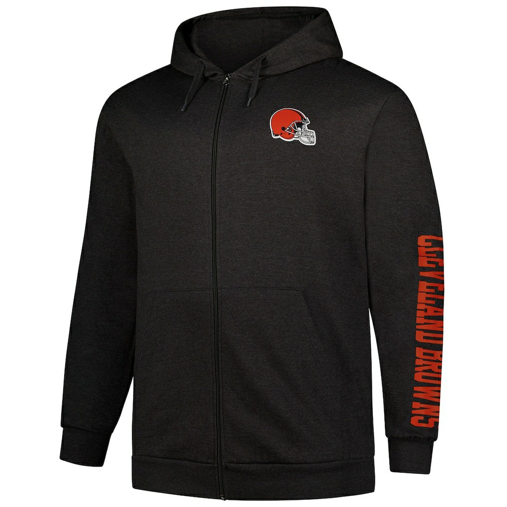 Fanatics Cleveland Browns Big & Tall Sleeve Hit Full-Zip Hoodie Heather Charcoal