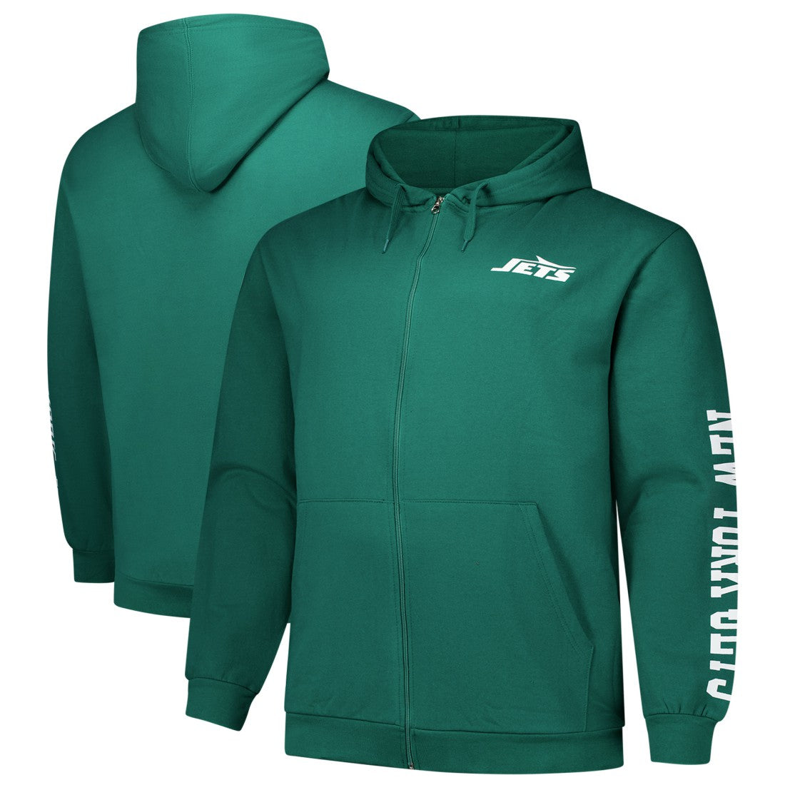 Fanatics New York Jets Big & Tall Sleeve Hit Full-Zip Hoodie Green
