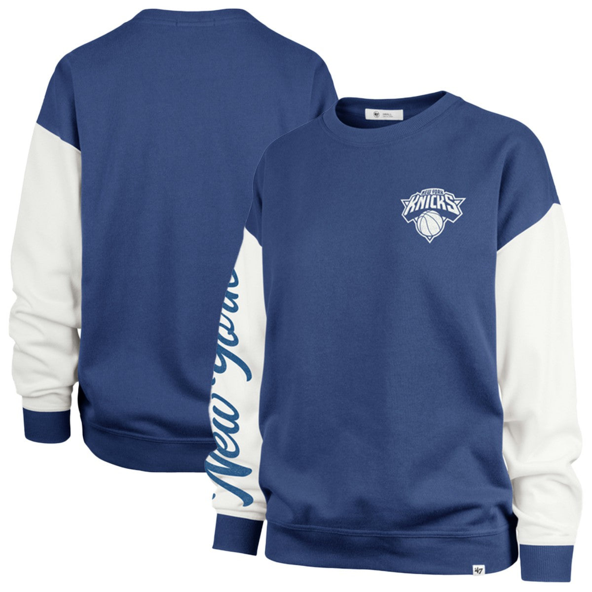 New York Knicks '47 Women's Plus Size Oversized Rise Andie Pullover Sweatshirt Blue | 47 brand for sale