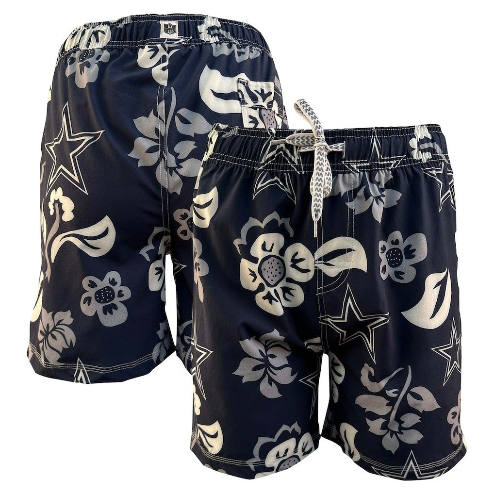 Dallas Cowboys Wes & Willy Youth Floral Volley Swim Trunks Navy