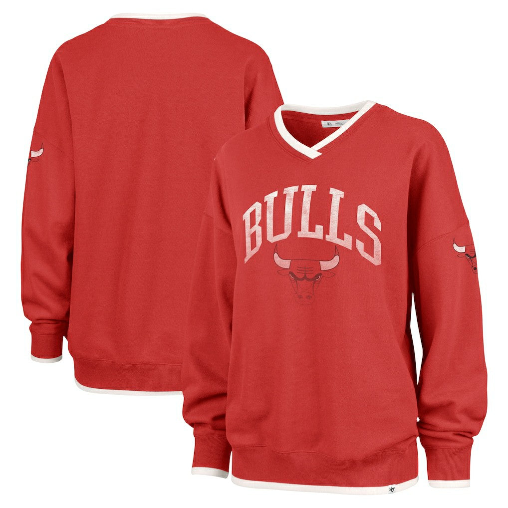 Chicago Bulls '47 Women's Rise Wax Pack Daze '80s Oversize Pullover Sweatshirt Red | 47 brand