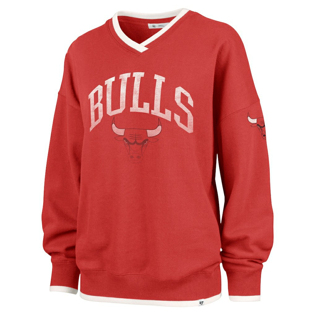 Chicago Bulls '47 Women's Rise Wax Pack Daze '80s Oversize Pullover Sweatshirt Red | 47 brand
