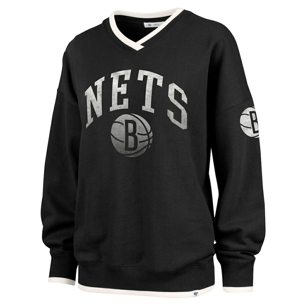 Brooklyn Nets '47 Women's Rise Wax Pack Daze '80s Oversize Pullover Sweatshirt Black | 47 brand Near Me
