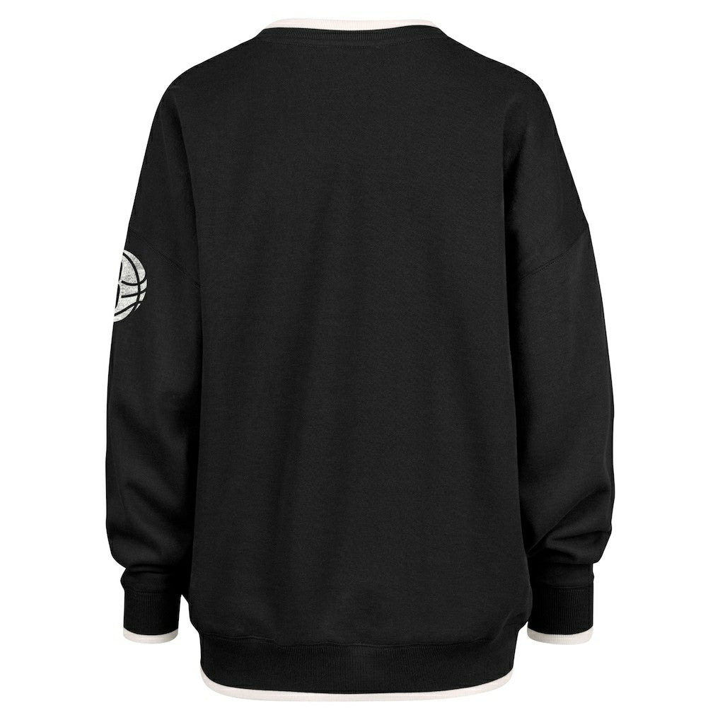 Brooklyn Nets '47 Women's Rise Wax Pack Daze '80s Oversize Pullover Sweatshirt Black | 47 brand Near Me