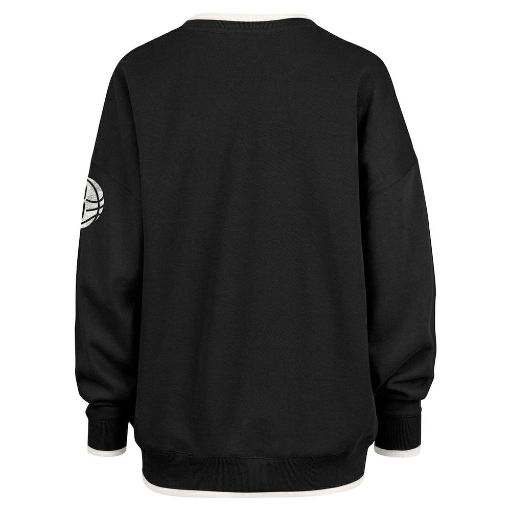 Brooklyn Nets '47 Women's Rise Wax Pack Daze '80s Oversize Pullover Sweatshirt Black | 47 brand Near Me