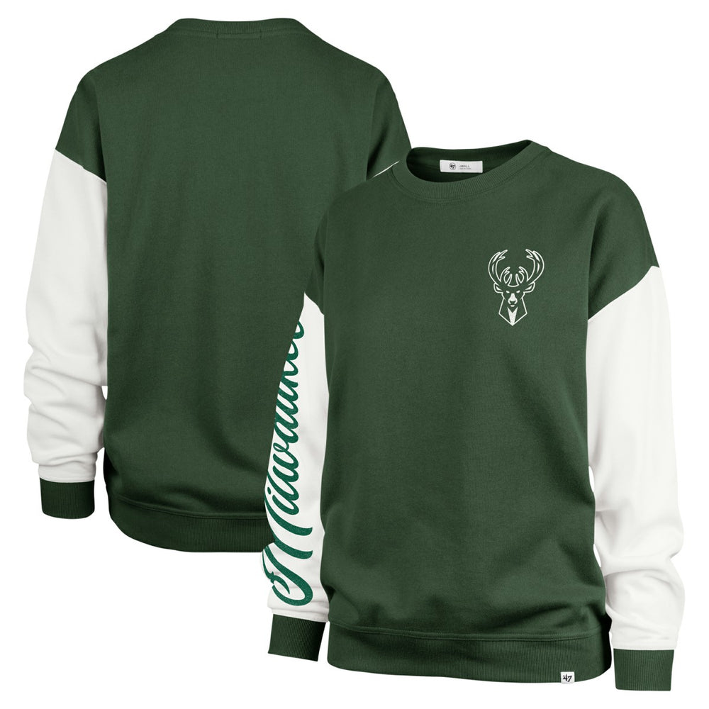 Milwaukee Bucks '47 Women's Rise Andie Oversized Pullover Sweatshirt Hunter Green | 47 brand discount