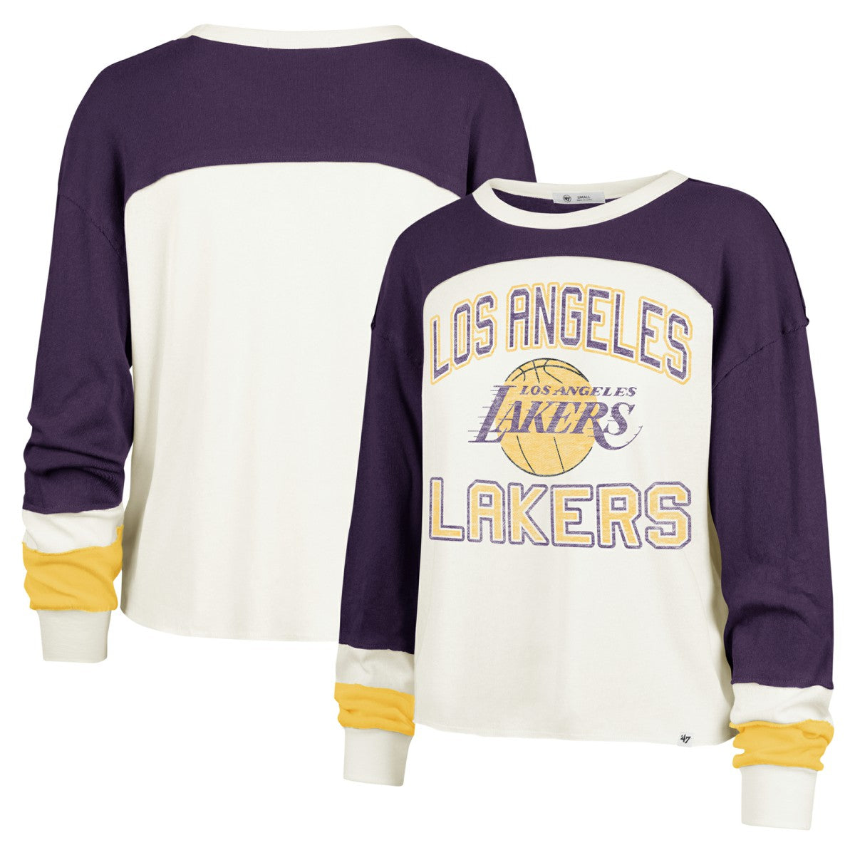 Los Angeles Lakers '47 Women's Curve Raglan Long Sleeve T-Shirt Cream | 47 brand Near Me