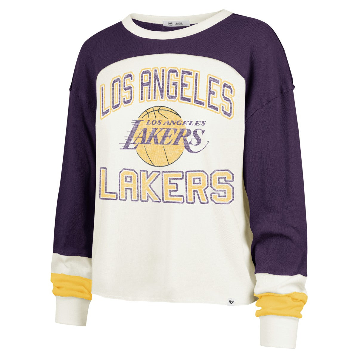 Los Angeles Lakers '47 Women's Curve Raglan Long Sleeve T-Shirt Cream | 47 brand Near Me