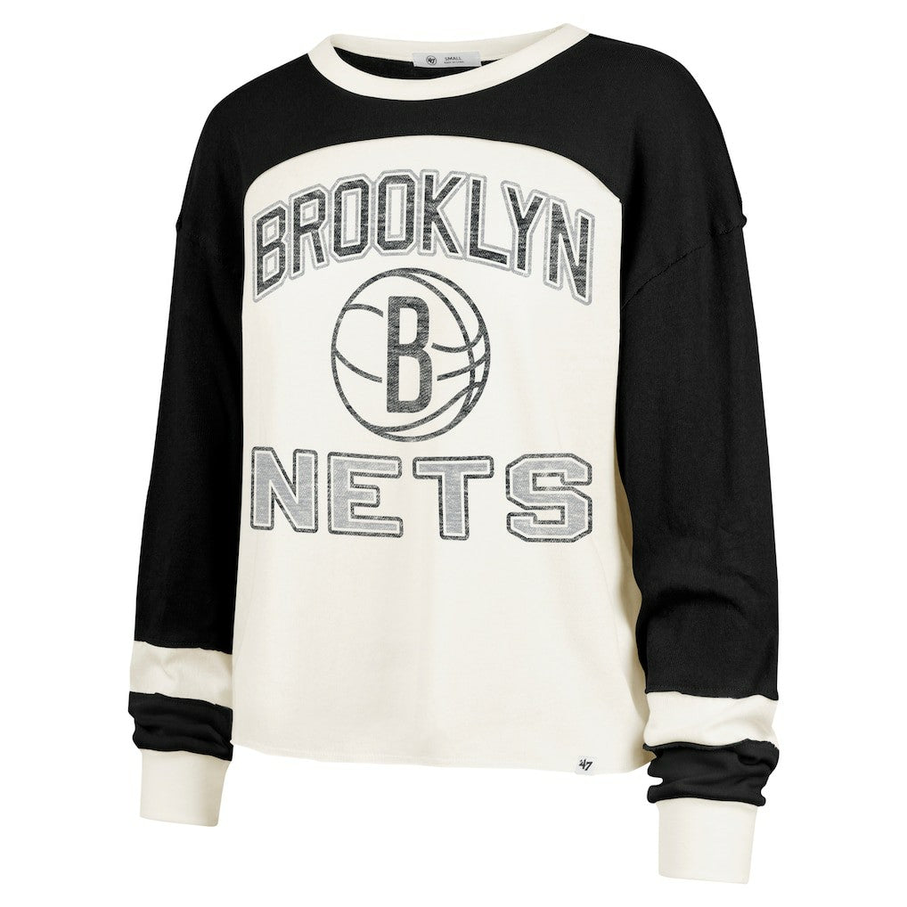 Brooklyn Nets '47 Women's Curve Raglan Long Sleeve T-Shirt Cream | 47 brand US