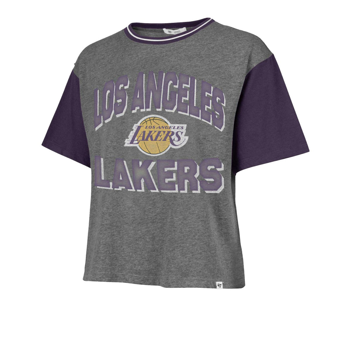 Los Angeles Lakers '47 Women's Rise Clubhouse Ziggy Color Block T-Shirt Gray | 47 brand Near Me