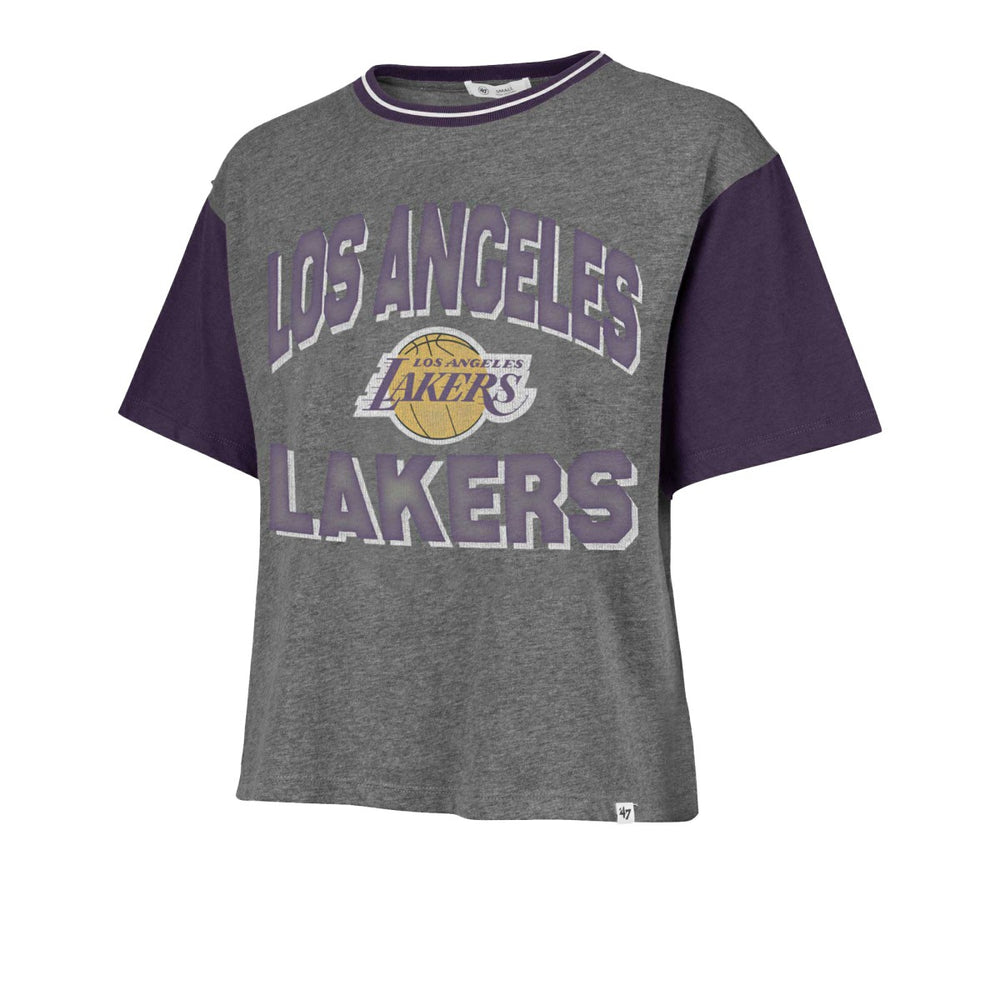 Los Angeles Lakers '47 Women's Rise Clubhouse Ziggy Color Block T-Shirt Gray | 47 brand Near Me