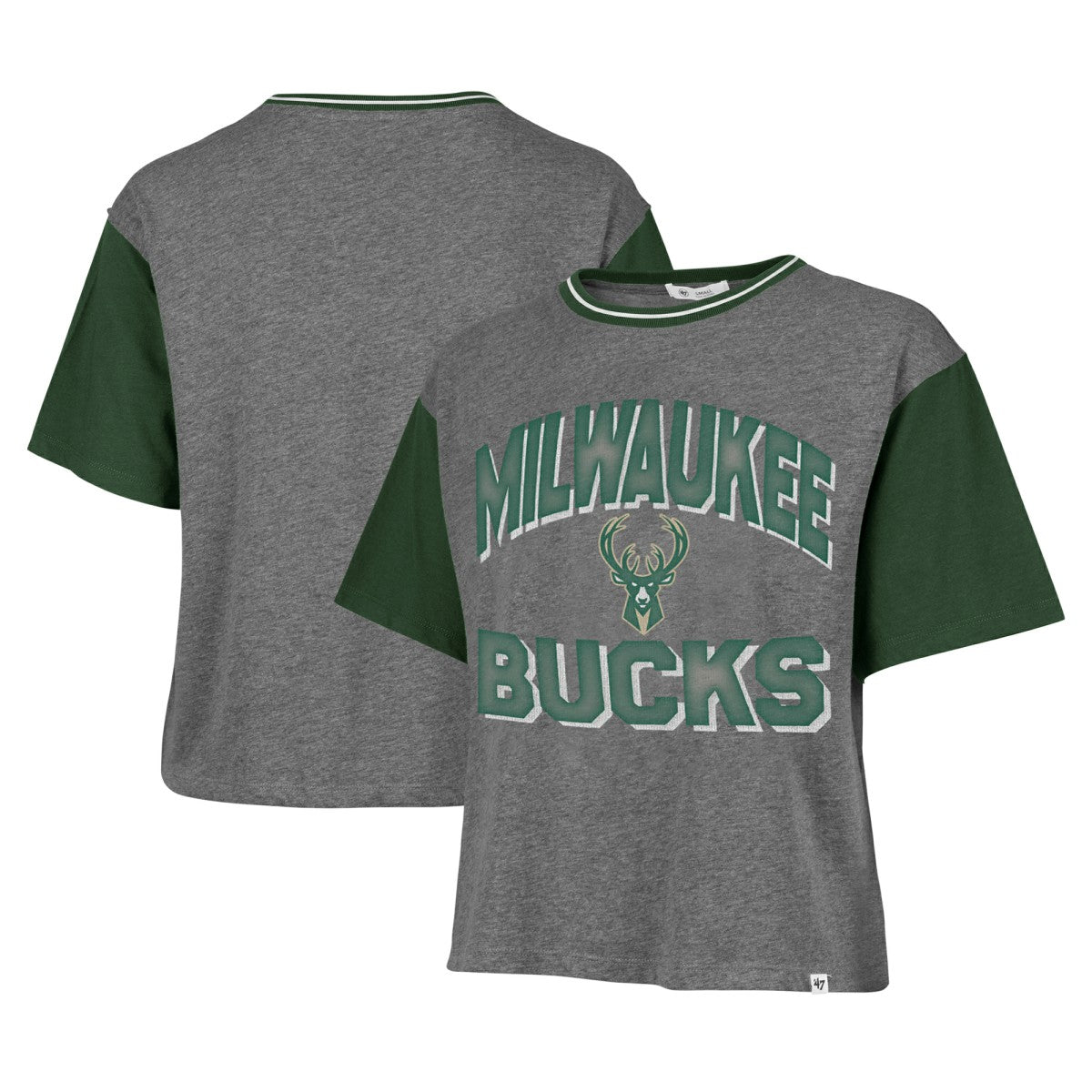 Milwaukee Bucks '47 Women's Rise Clubhouse Ziggy Color Block T-Shirt Gray | 47 brand outlet