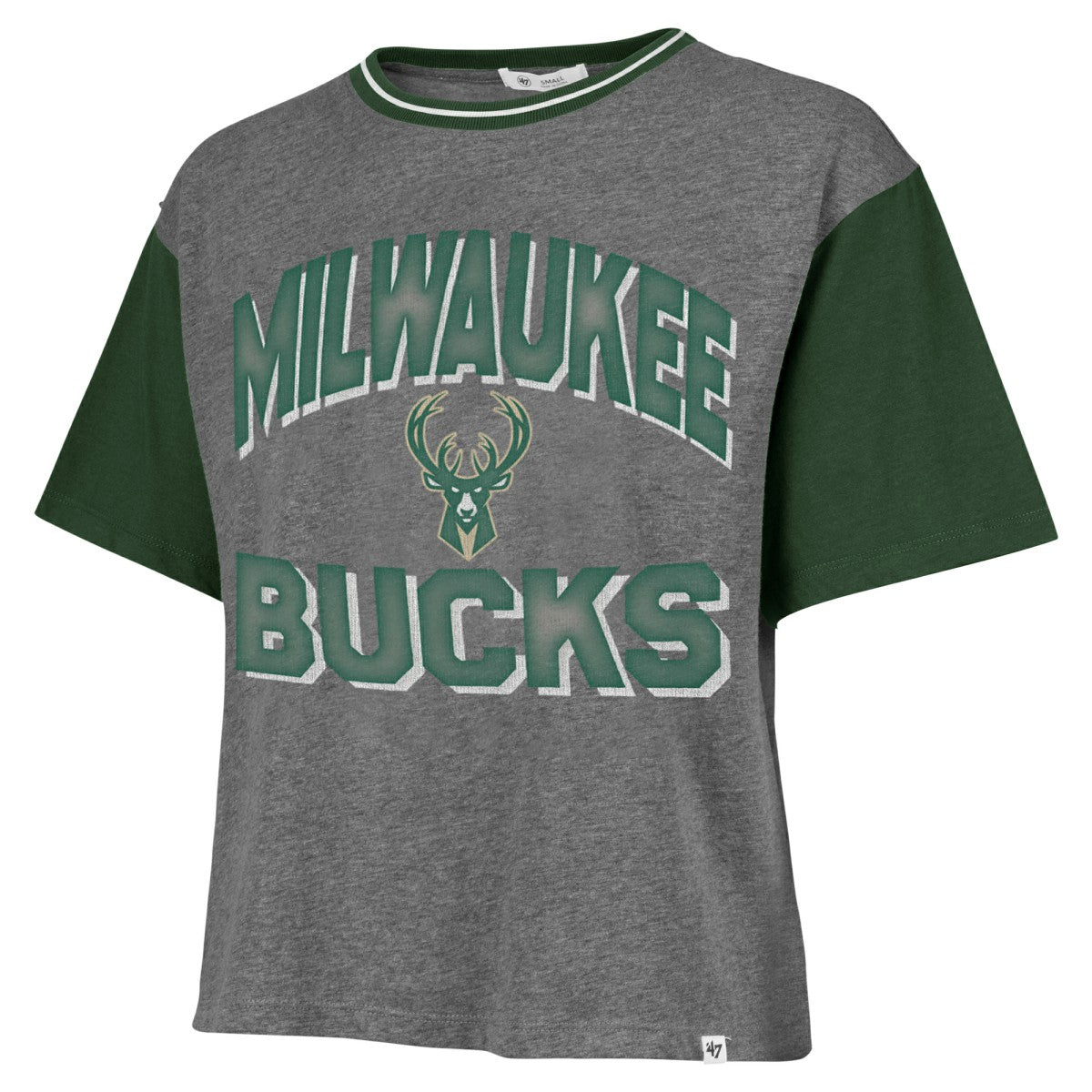 Milwaukee Bucks '47 Women's Rise Clubhouse Ziggy Color Block T-Shirt Gray | 47 brand outlet