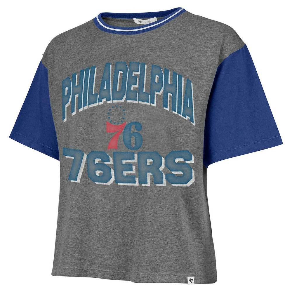 Philadelphia 76ers '47 Women's Rise Clubhouse Ziggy Color Block T-Shirt Gray | 47 brand US