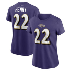 Nike Derrick Henry Baltimore Ravens Women's Player Name & Number T-Shirt Purple