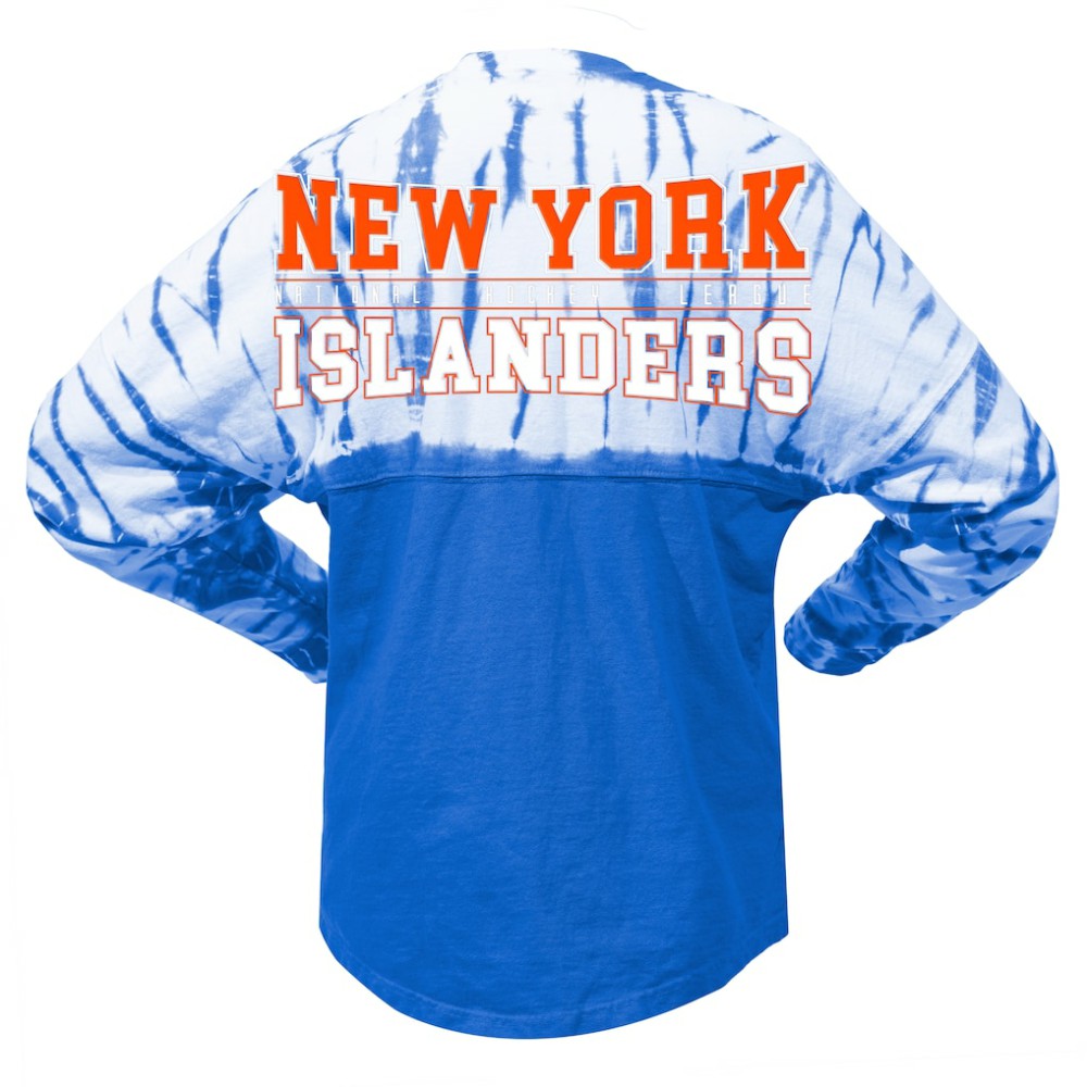 New York Islanders Spirit Jersey Unisex Crystal Half Dye Long Sleeve T-Shirt - Royal - NHL 201405552