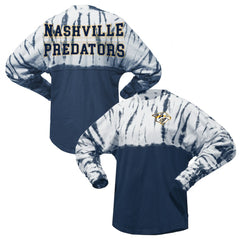 Nashville Predators Spirit Jersey Unisex Crystal Half Dye Long Sleeve T-Shirt - Navy - NHL 201405554