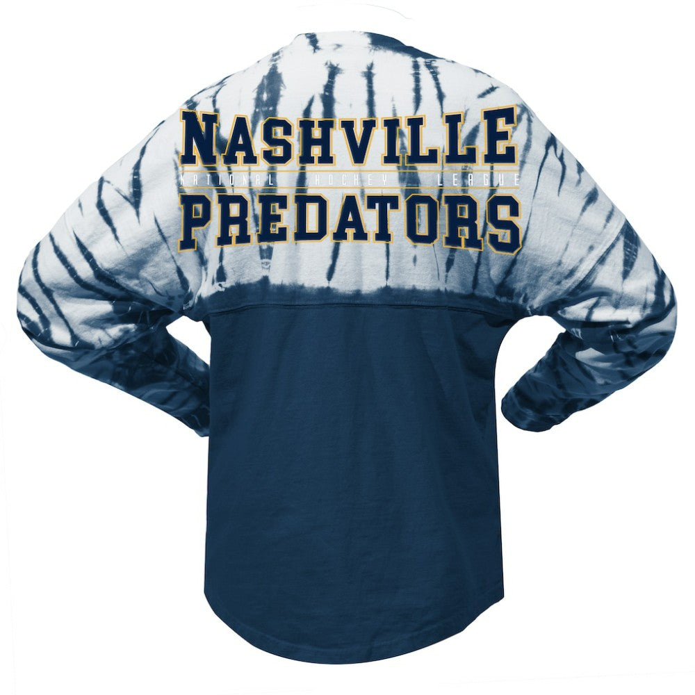 Nashville Predators Spirit Jersey Unisex Crystal Half Dye Long Sleeve T-Shirt - Navy - NHL 201405554