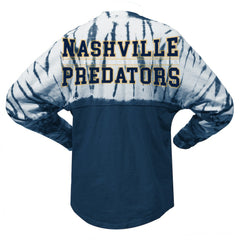 Nashville Predators Spirit Jersey Unisex Crystal Half Dye Long Sleeve T-Shirt - Navy - NHL 201405554