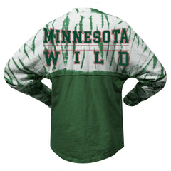 Minnesota Wild Spirit Jersey Unisex Crystal Half Dye Long Sleeve T-Shirt - Green - NHL 201405556