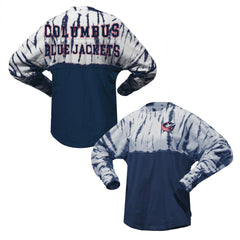 Columbus Blue Jackets Spirit Jersey Unisex Crystal Half Dye Long Sleeve T-Shirt - Navy - NHL 201405558