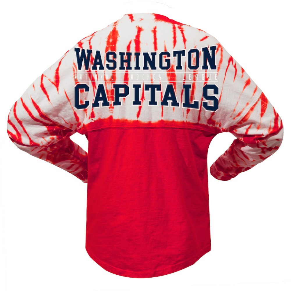 Washington Capitals Spirit Jersey Unisex Crystal Half Dye Long Sleeve T-Shirt - Red - NHL 201405561