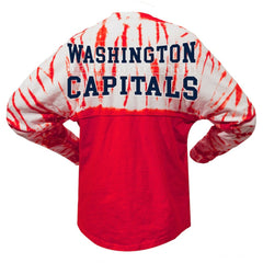 Washington Capitals Spirit Jersey Unisex Crystal Half Dye Long Sleeve T-Shirt - Red - NHL 201405561
