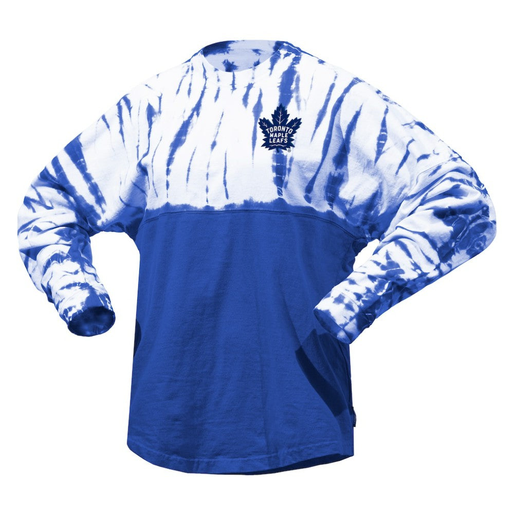 Toronto Maple Leafs Spirit Jersey Unisex Crystal Half Dye Long Sleeve T-Shirt - Blue - NHL 201405562