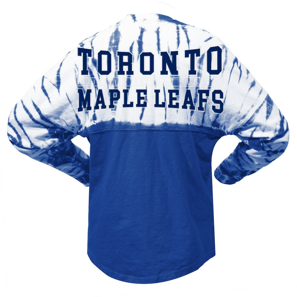 Toronto Maple Leafs Spirit Jersey Unisex Crystal Half Dye Long Sleeve T-Shirt - Blue - NHL 201405562