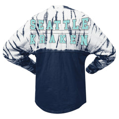 Seattle Kraken Spirit Jersey Unisex Crystal Half Dye Long Sleeve T-Shirt - Deep Sea Blue - NHL 201405564
