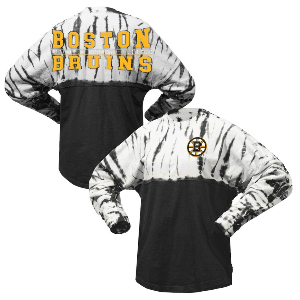 Boston Bruins Spirit Jersey Unisex Crystal Half Dye Long Sleeve T-Shirt - Black - NHL 201405565