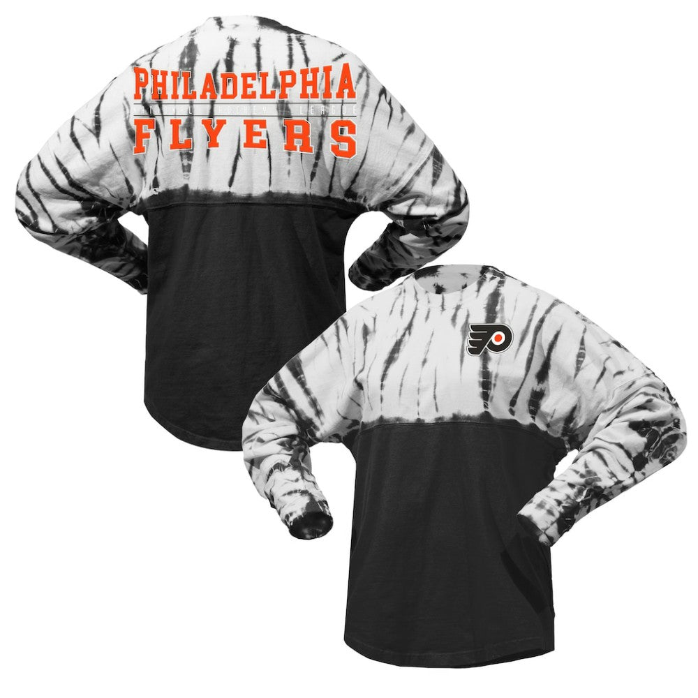 Philadelphia Flyers Spirit Jersey Unisex Crystal Half Dye Long Sleeve T-Shirt - Black - NHL 201405568