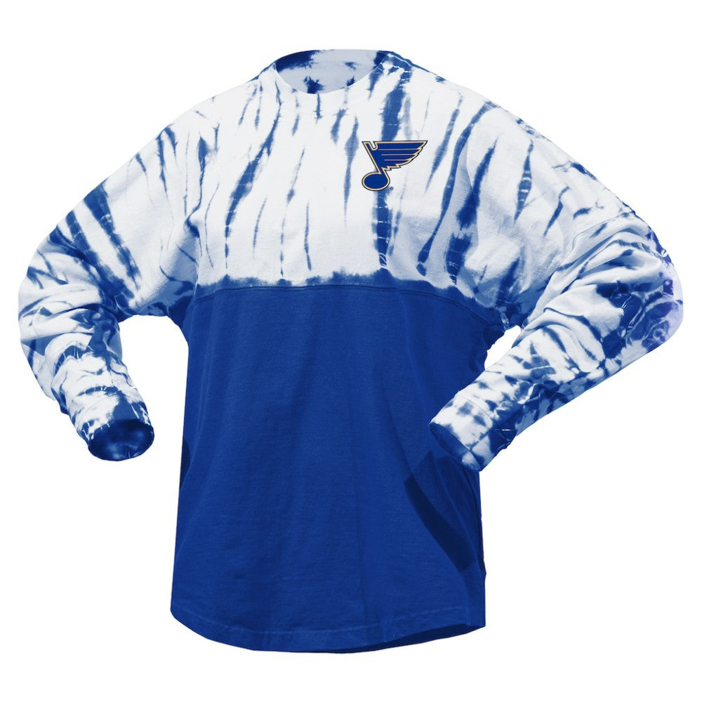 St. Louis Blues Spirit Jersey Unisex Crystal Half Dye Long Sleeve T-Shirt - Blue - NHL 201405569