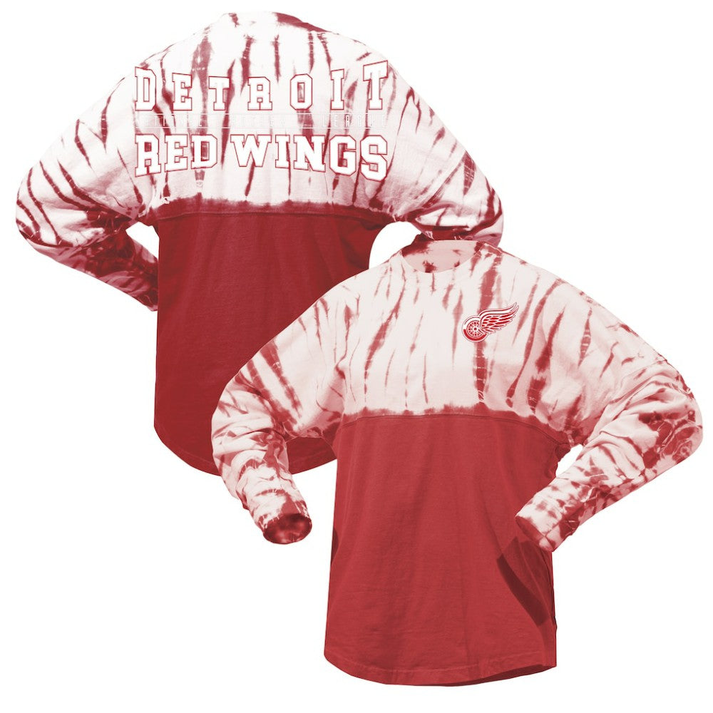Detroit Red Wings Spirit Jersey Unisex Crystal Half Dye Long Sleeve T-Shirt - Red - NHL 201405571