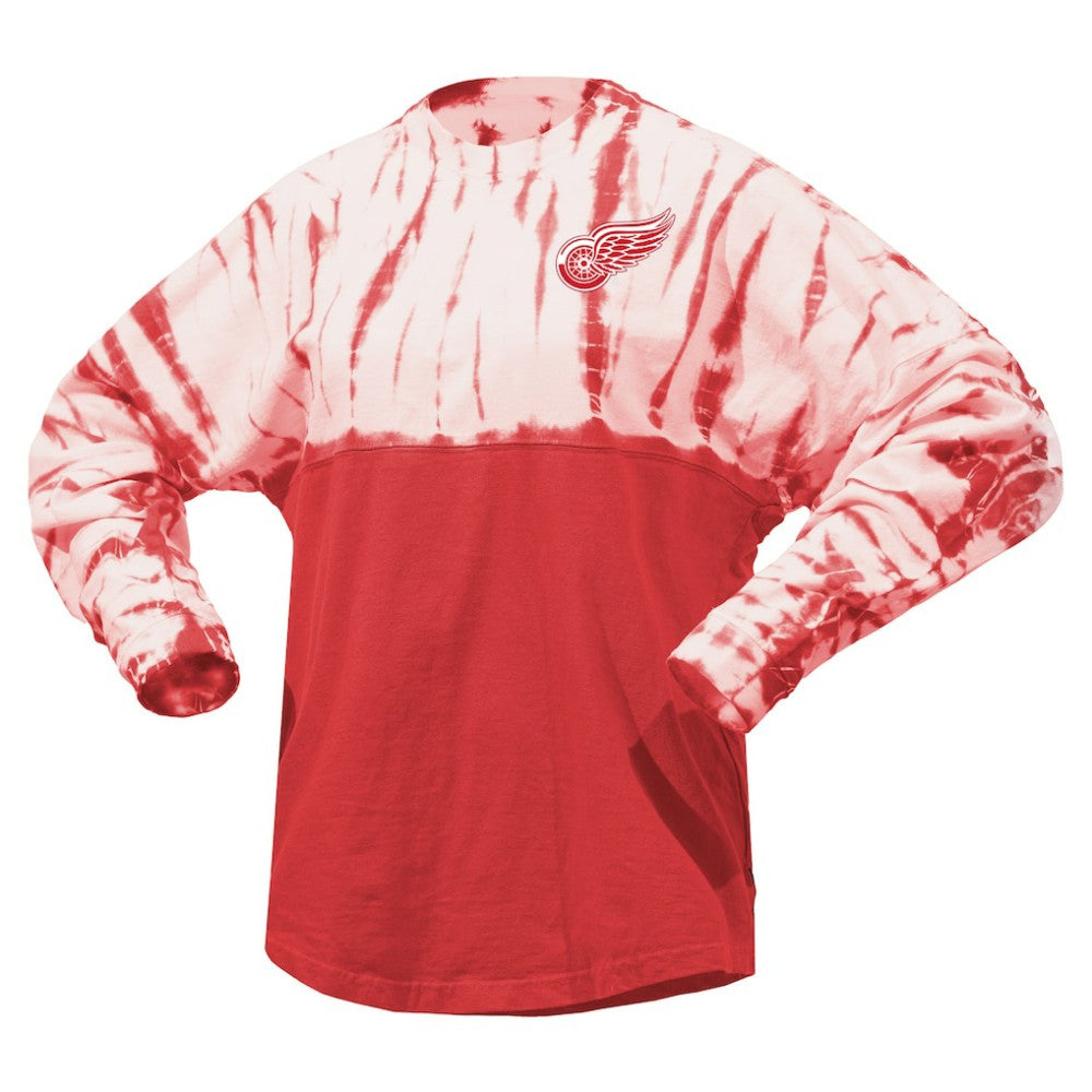 Detroit Red Wings Spirit Jersey Unisex Crystal Half Dye Long Sleeve T-Shirt - Red - NHL 201405571