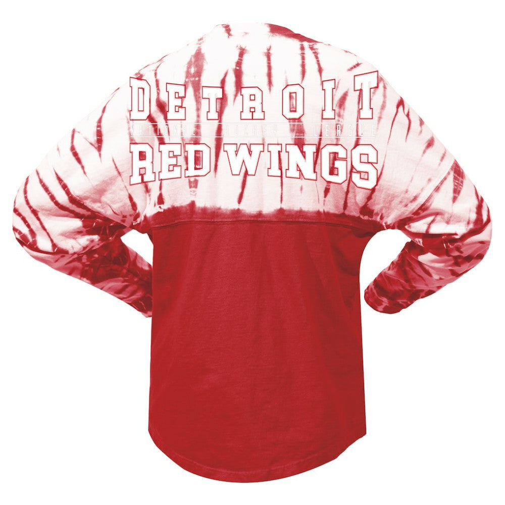 Detroit Red Wings Spirit Jersey Unisex Crystal Half Dye Long Sleeve T-Shirt - Red - NHL 201405571