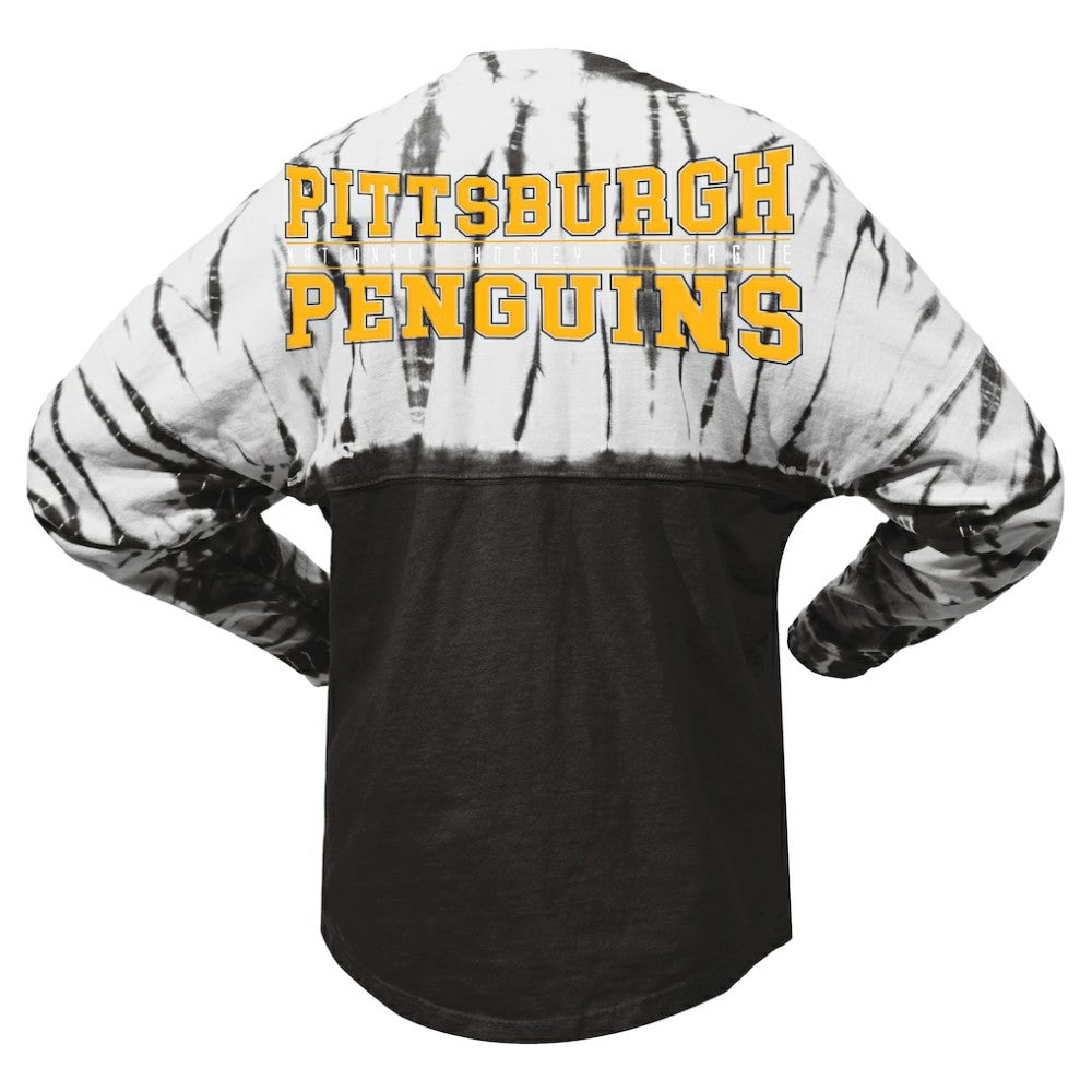 Pittsburgh Penguins Spirit Jersey Unisex Crystal Half Dye Long Sleeve T-Shirt - Black - NHL 201405574