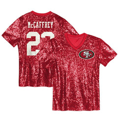 Christian McCaffrey San Francisco 49ers Women's Player Name & Number V-Neck Fashion Jersey Scarlet