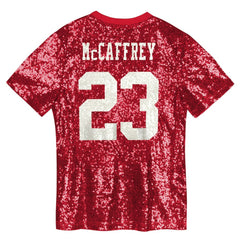 Christian McCaffrey San Francisco 49ers Women's Player Name & Number V-Neck Fashion Jersey Scarlet