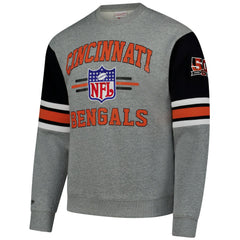 Mitchell & Ness Cincinnati Bengals All Over 4.0 Vintage Logo Pullover Sweatshirt Heather Gray