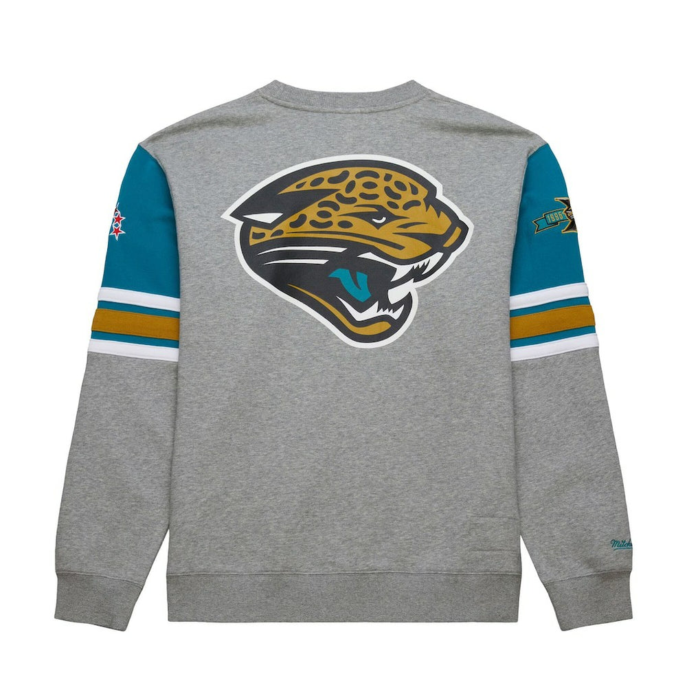 Mitchell & Ness Jacksonville Jaguars All Over 4.0 Vintage Logo Pullover Sweatshirt Heather Gray