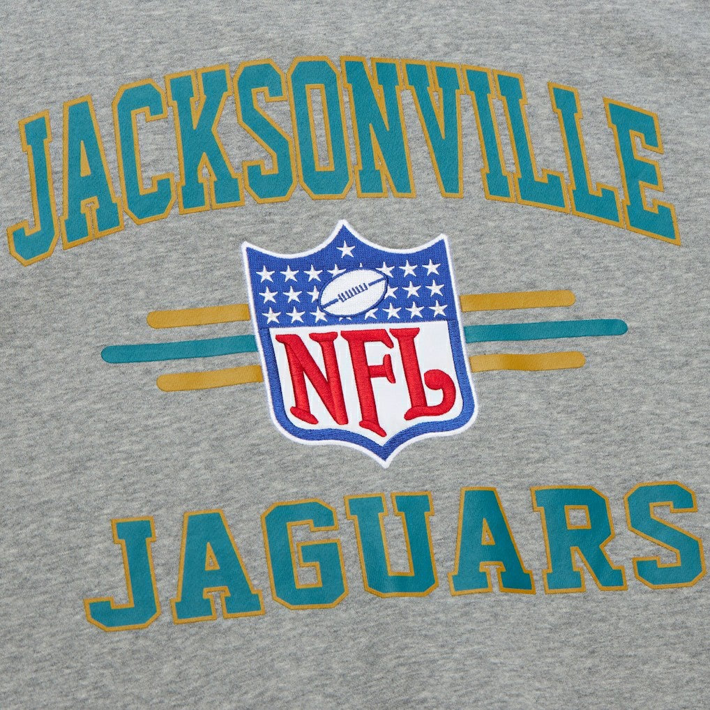 Mitchell & Ness Jacksonville Jaguars All Over 4.0 Vintage Logo Pullover Sweatshirt Heather Gray